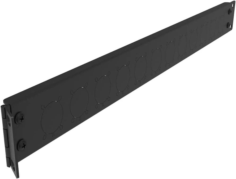 پنل پچ 12 پورت Jingchengmei - نصب رک 1U 19 اینچی با کانکتورهای نوع D - صوتی با طرفین لولایی (H1U12D، مشکی)