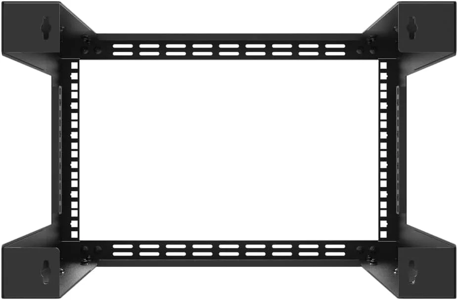 رک دیواری 6 یونیت JINGCHENGMEI - رک سرور 19 اینچی با تهویه، براکت فریم باز برای تجهیزات AV، IT و شبکه، عمق قابل تنظیم 13 تا 18 اینچ، مشکی (6UVented)