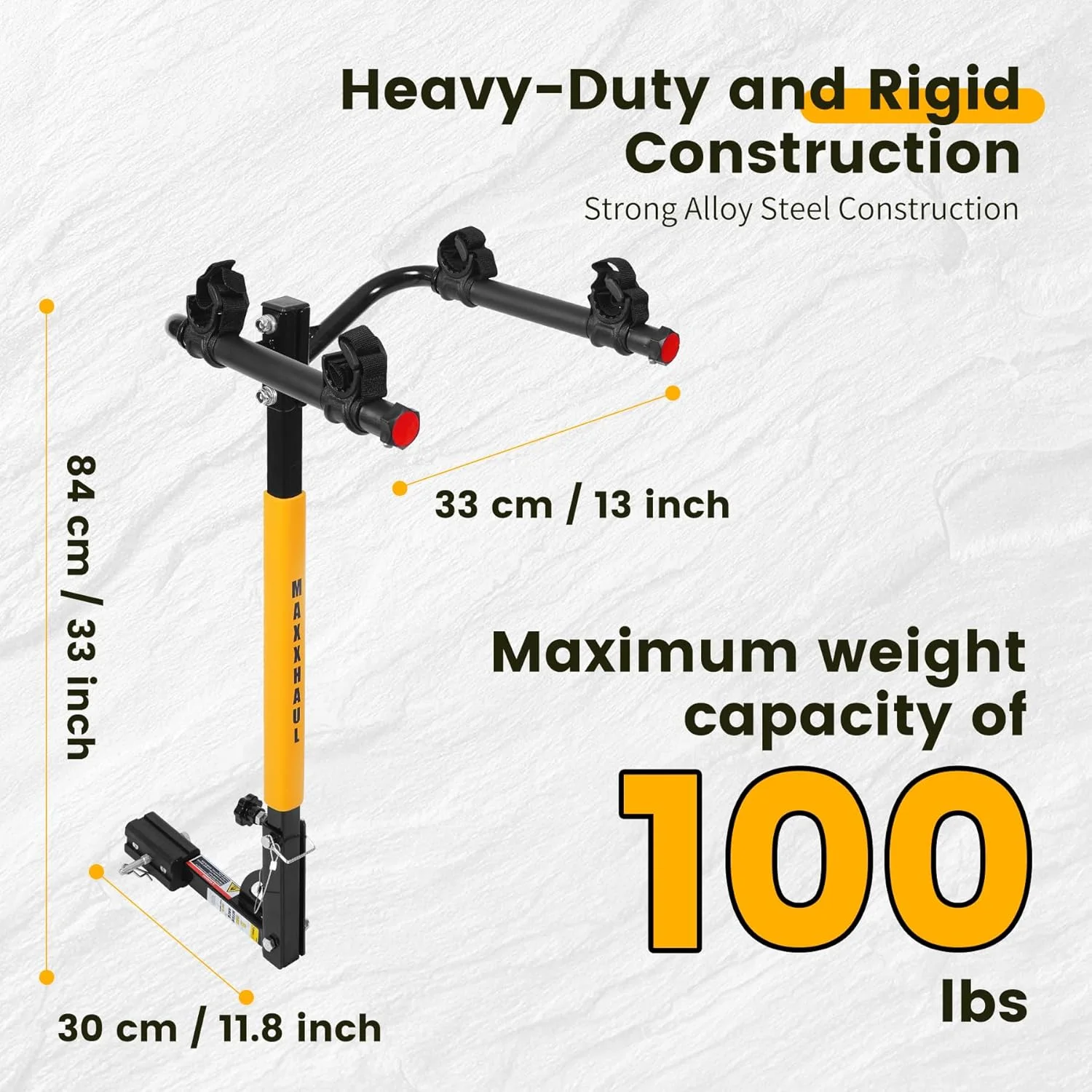 باربند دوچرخه Maxxhaul 50025 قابل نصب روی قلاب برای خودروها، کامیون ها، شاسی بلندها، مینی ون ها - ظرفیت 45 کیلوگرم