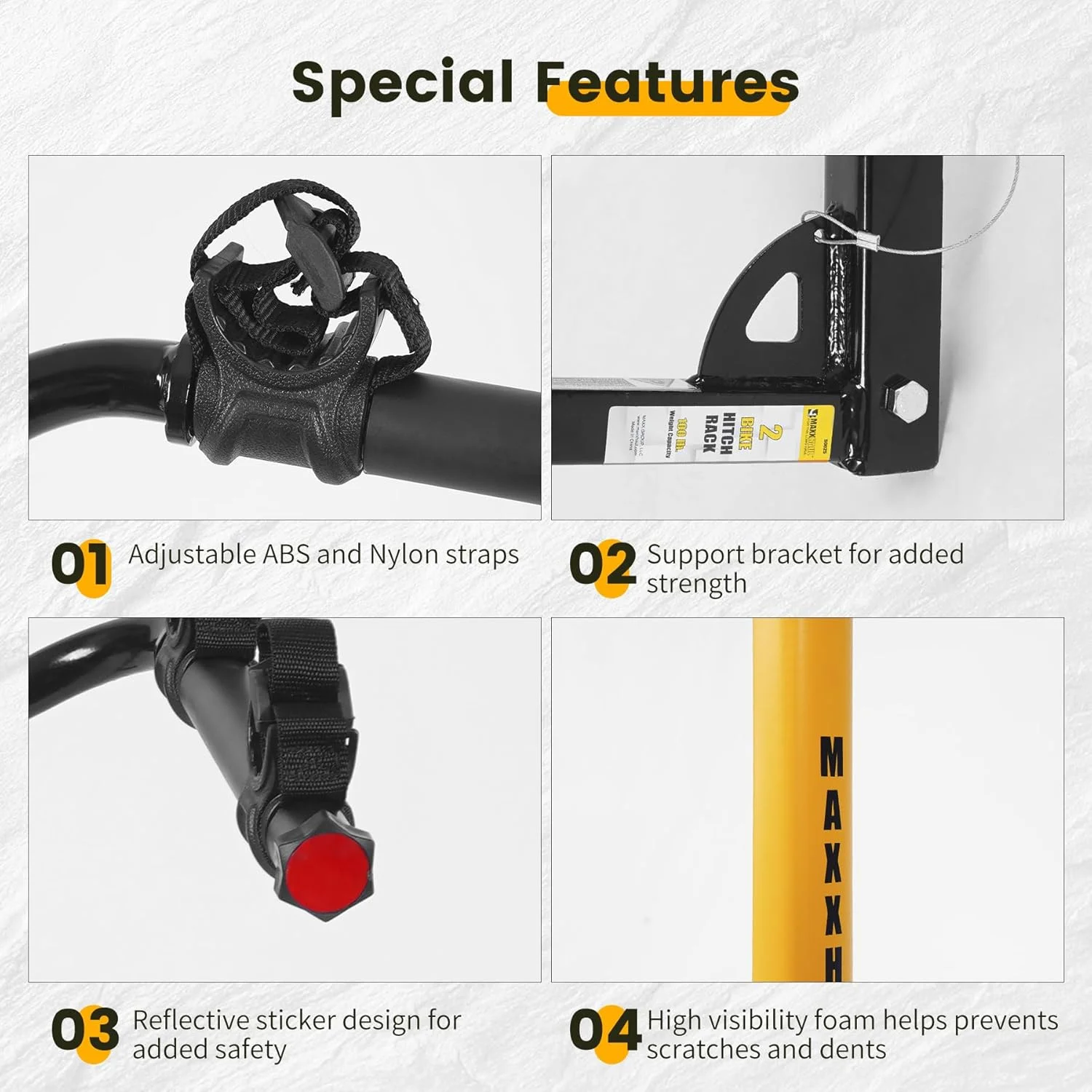 باربند دوچرخه Maxxhaul 50025 قابل نصب روی قلاب برای خودروها، کامیون ها، شاسی بلندها، مینی ون ها - ظرفیت 45 کیلوگرم