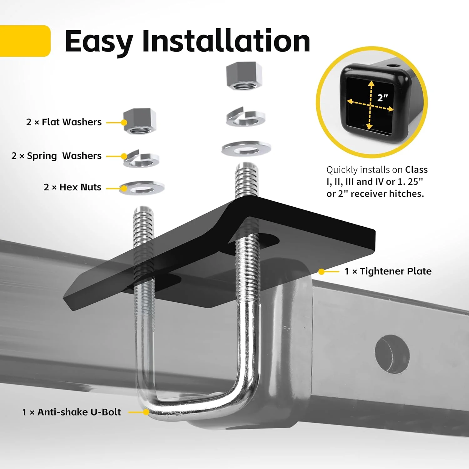 تثبیت کننده گیره مالبند مکس‌هال مدل 50023، ضد لرزش برای گیره‌های 1.25 تا 2 اینچی، کاهش حرکت در باربندهای متصل به گیره و باربند دوچرخه