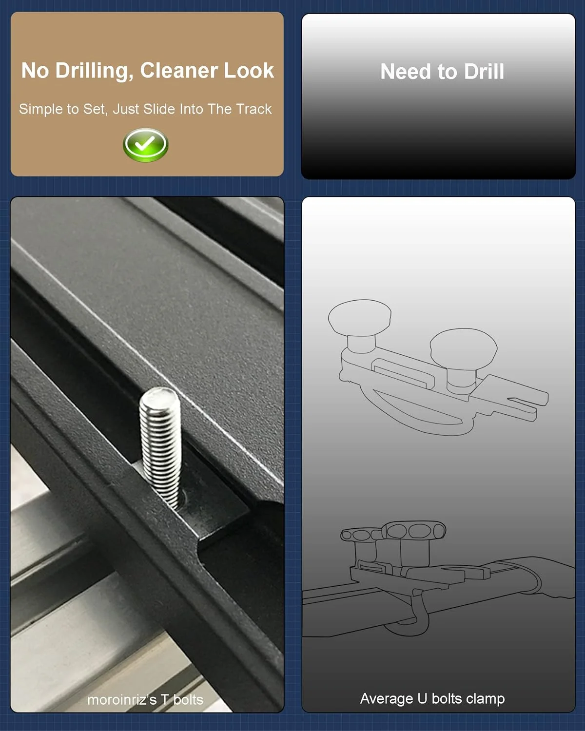 پیچ های T شکل برای میله های باربند سقفی Thule و Yakima، پلتفرم، سبد بار، آداپتور پیچ T شکل استیل ضد زنگ مربعی برای محکم کردن باربند دوچرخه/اسکی/قایق کایاک، پنل خورشیدی، سایبان