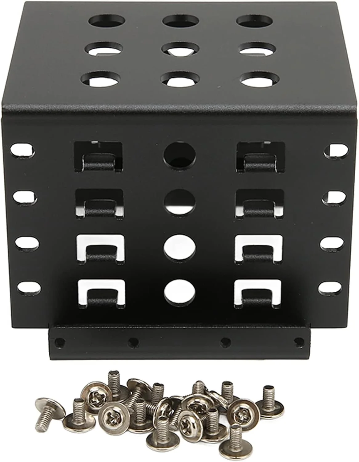 براکت نصب هارد دیسک plplaaoo، آلیاژ آلومینیوم 2.5 اینچی با طراحی توخالی، سختی بالا، محفظه هارد درایو 2.5 اینچی، نصب آسان، آداپتور هارد دیسک، نگهدارنده رک موبایل (مشکی)، رک هارد دیسک