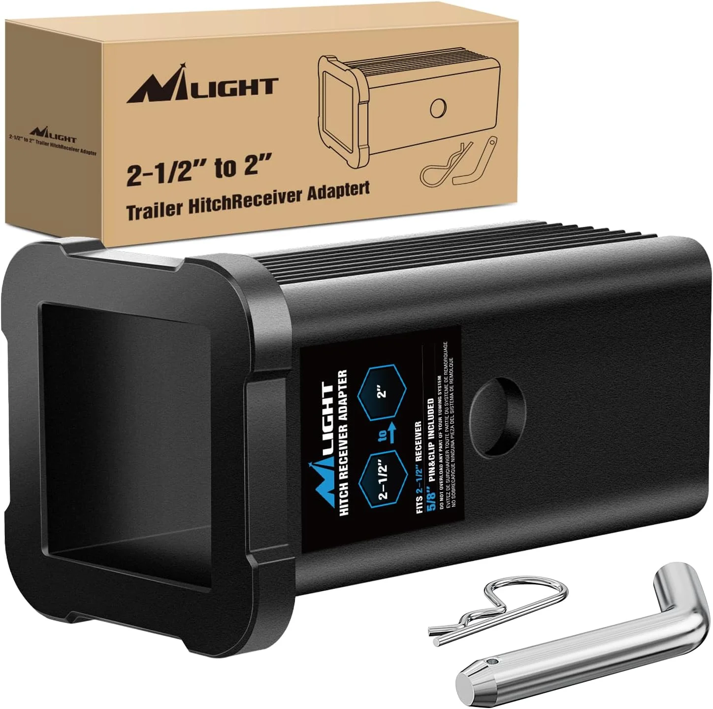 تبدیل کننده کاهنده آداپتور گیرنده یدک کش نی لایت 2-1/2 به 2 اینچ، آستین تبدیل کننده گیرنده لوازم جانبی بکسل برای سطل تراکتور، کامیون RV، باربری دوچرخه