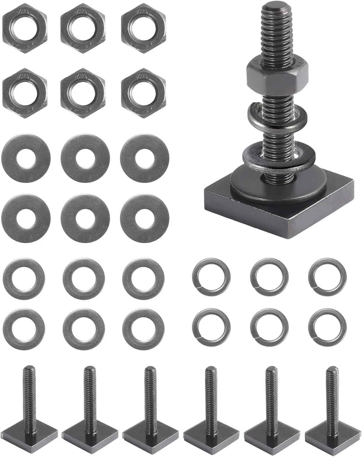 پیچ های T شکل برای میله های باربند سقفی Thule، Yakima، سکو، سبد بار، آداپتور پیچ T شکل استیل ضد زنگ مربعی برای محکم کردن رک دوچرخه/اسکی/کایاک، پنل خورشیدی، سایبان، M6x35mm، ضخامت 4mm، مشکی