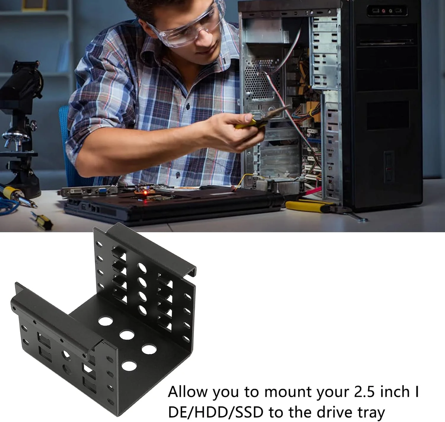 براکت نصب هارد دیسک plplaaoo، آلیاژ آلومینیوم 2.5 اینچی با طراحی توخالی، سختی بالا، محفظه هارد درایو 2.5 اینچی، نصب آسان، آداپتور هارد دیسک، نگهدارنده رک موبایل (مشکی)، رک هارد دیسک براکت نصب هارد دیسک plplaaoo، آلیاژ آلومینیوم 2.5 اینچی با طراحی توخالی، سختی بالا، محفظه هارد درایو 2.5 اینچی، نصب آسان، آداپتور هارد دیسک، نگهدارنده رک موبایل (مشکی)، رک هارد دیسک