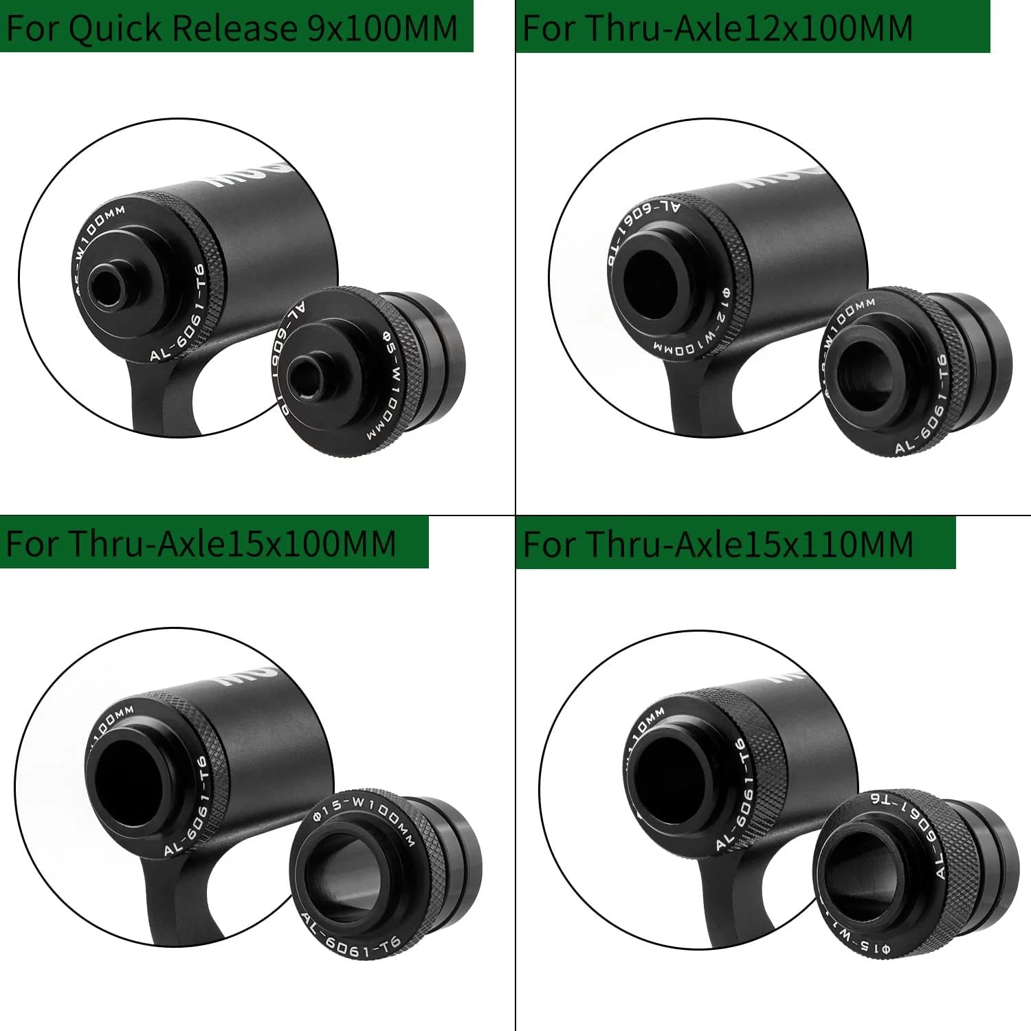 نگهدارنده چنگال دوچرخه MUQZI، بلوک قفسه چنگال دوچرخه با محور ضامن دار ارتقا یافته به همراه 4 آداپتور برای حمل و نقل و نگهداری در خودرو، کامیون، ون و شاسی بلند، مشکی