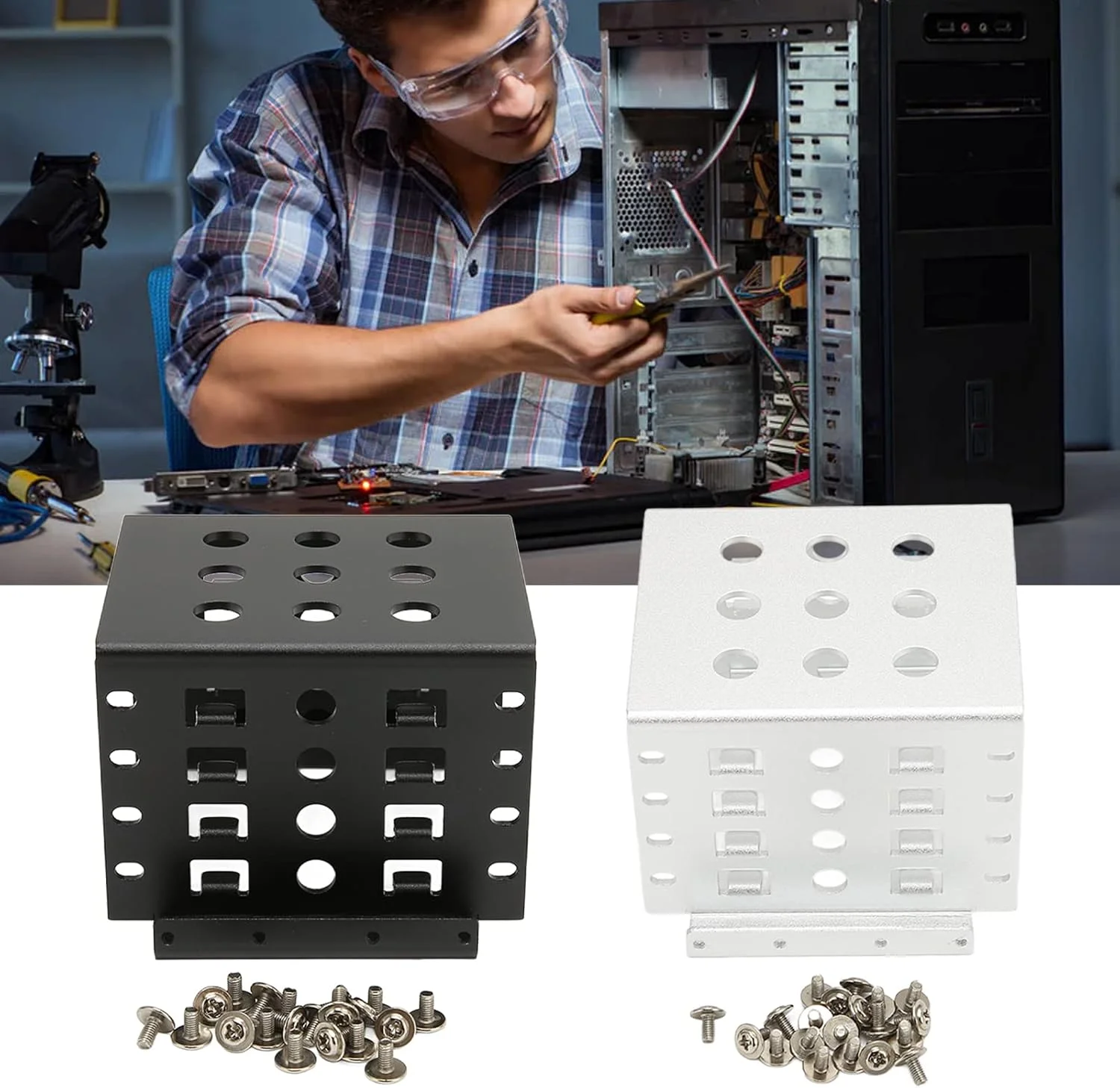 براکت نصب هارد دیسک plplaaoo، آلیاژ آلومینیوم 2.5 اینچی با طراحی توخالی، سختی بالا، محفظه هارد درایو 2.5 اینچی، نصب آسان، آداپتور هارد دیسک، نگهدارنده رک موبایل (مشکی)، رک هارد دیسک براکت نصب هارد دیسک plplaaoo، آلیاژ آلومینیوم 2.5 اینچی با طراحی توخالی، سختی بالا، محفظه هارد درایو 2.5 اینچی، نصب آسان، آداپتور هارد دیسک، نگهدارنده رک موبایل (مشکی)، رک هارد دیسک