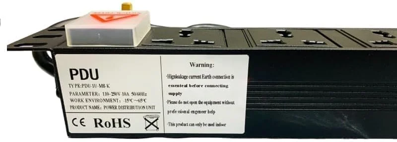 منبع تغذیه PDU هشت راهه با پریز UK، قابل نصب در رک، با کابل 2 متری، بدنه آلومینیومی - رنگ مشکی