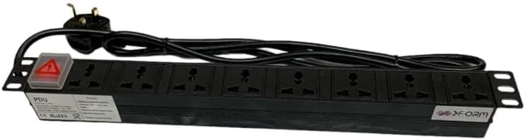 منبع تغذیه PDU هشت راهه با پریز UK، قابل نصب در رک، با کابل 2 متری، بدنه آلومینیومی - رنگ مشکی