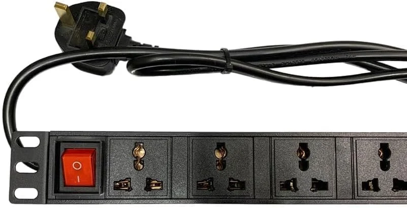 منبع تغذیه PDU هشت راهه با پریز UK، قابل نصب در رک، با کابل 2 متری، بدنه آلومینیومی - رنگ مشکی
