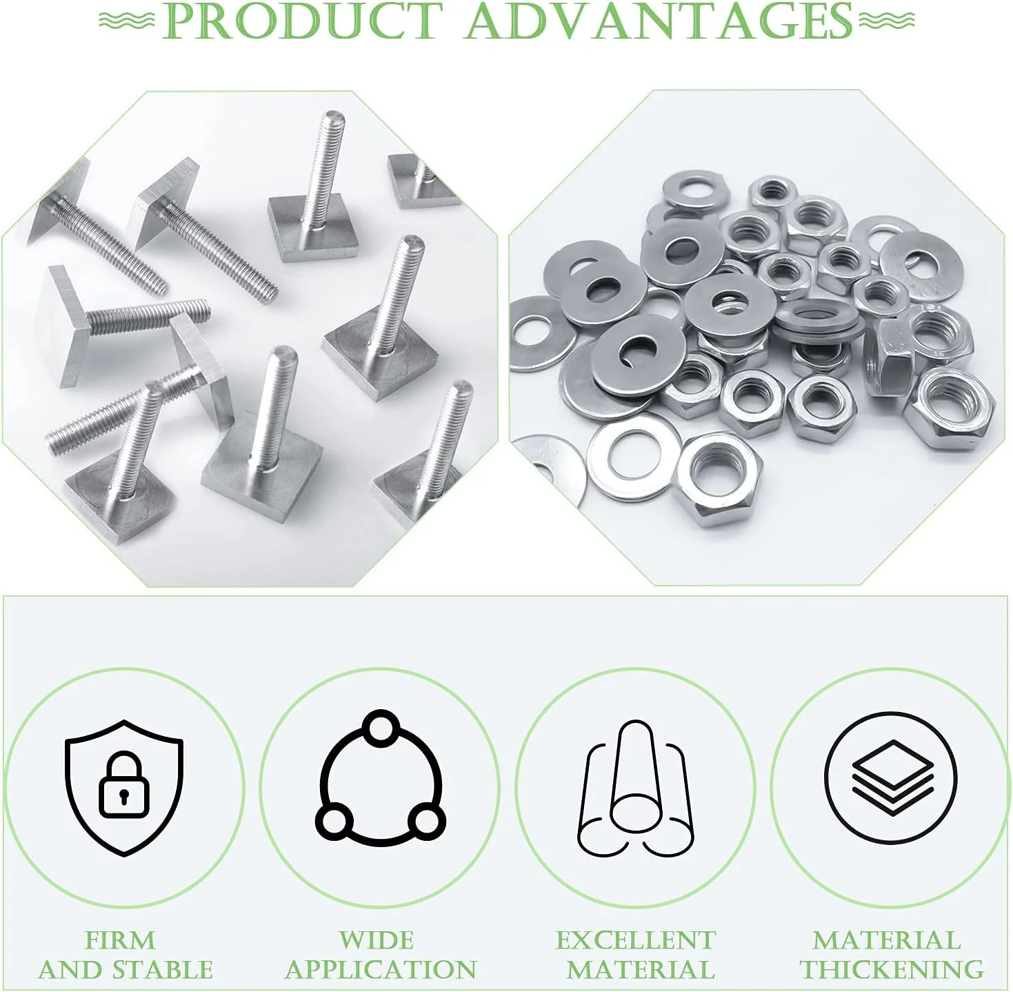 آداپتور T-Track استیل ضد زنگ M6x35mm با مهره رینگی و واشر مهره برای آداپتور دوچرخه، باربند سقفی، T-Groove، ابزار ثابت کننده