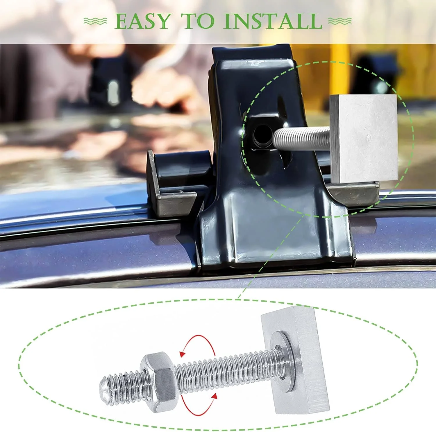 آداپتور T-Track استیل ضد زنگ M6x35mm با مهره رینگی و واشر مهره برای آداپتور دوچرخه، باربند سقفی، T-Groove، ابزار ثابت کننده