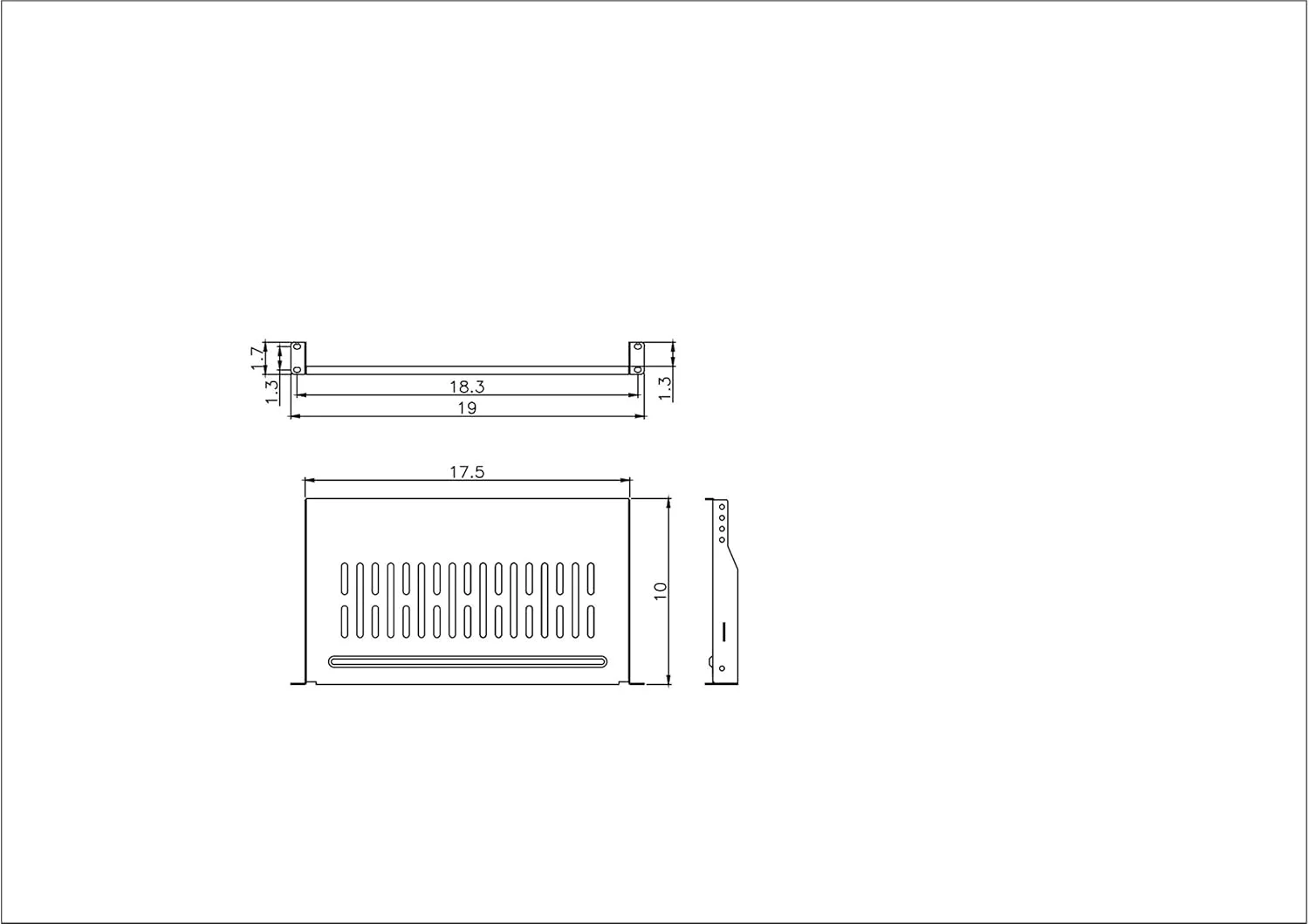 طبقه سرور تکیه‌گاهی Raising Electronics، قفسه‌های تهویه دار، نصب رک 19 اینچی، عمق 1U 10 اینچ (250 میلی‌متر)