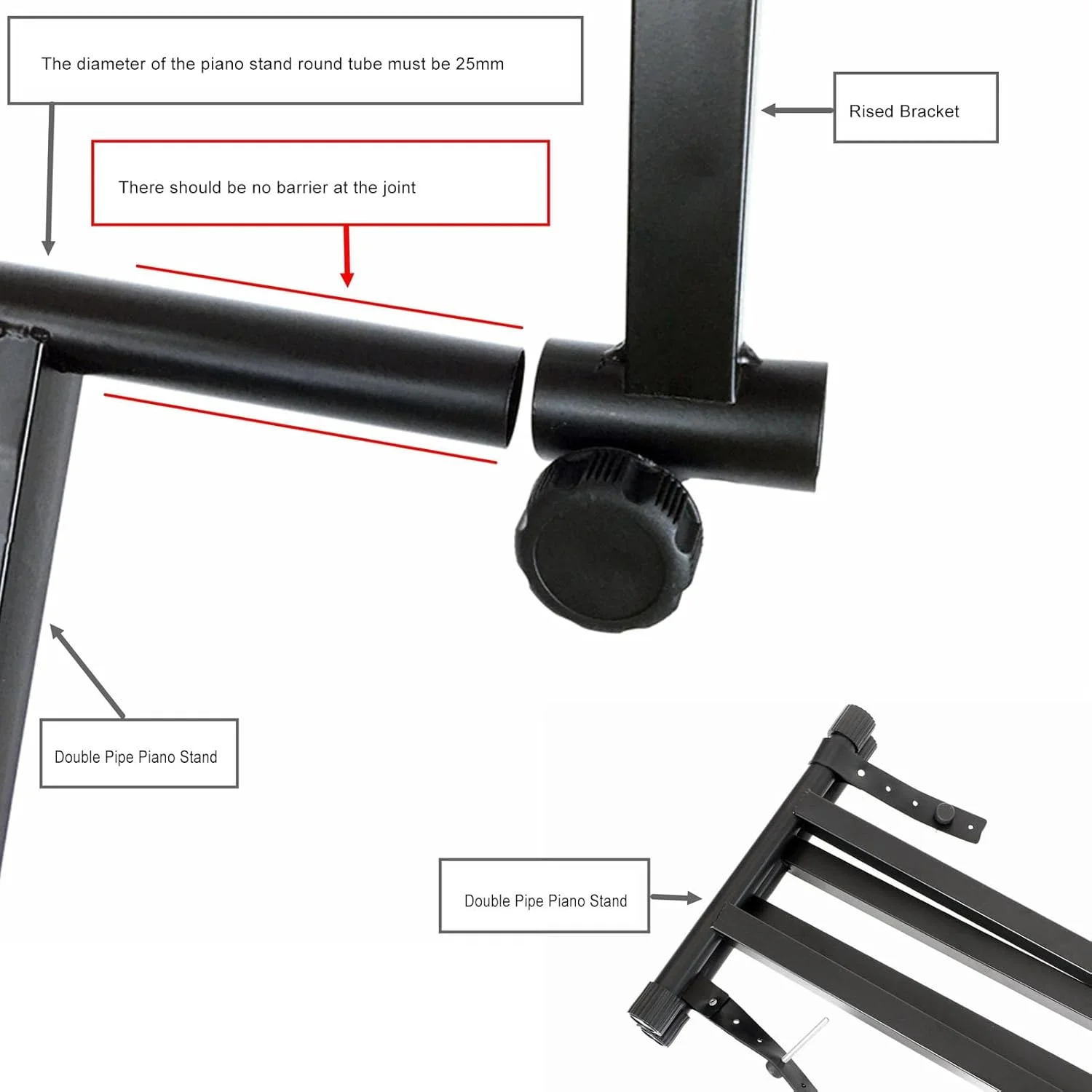 آداپتور افزایش ارتفاع پایه کیبورد RiToEasysports، پایه کیبورد پیانوی الکترونیکی L شکل، دو طبقه، با قابلیت تنظیم عرض 42 تا 75 سانتی متر