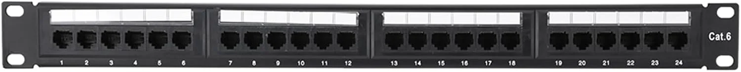 پنل پچ 24 پورت CAT6 RiToEasysports، براکت نصب دیواری رک کابل برای کابل، صرفه جویی در فضا و ایمن برای استفاده در خانه، فلز + پلاستیک، مشکی