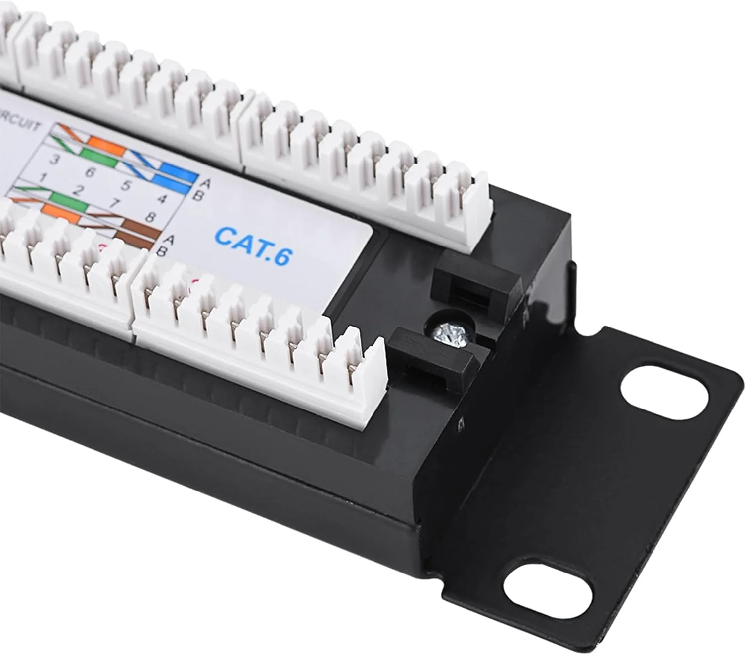 پنل پچ 24 پورت CAT6 RiToEasysports، براکت نصب دیواری رک کابل برای کابل، صرفه جویی در فضا و ایمن برای استفاده در خانه، فلز + پلاستیک، مشکی