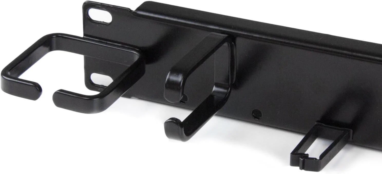 پنل مدیریت کابل رک سرور افقی StarTech.com 1U 19 اینچی - سازمان دهنده سیم شبکه و داده با داکت های انگشتی و قلاب های حلقه ای D عمودی/افقی (CMPNL1UC)