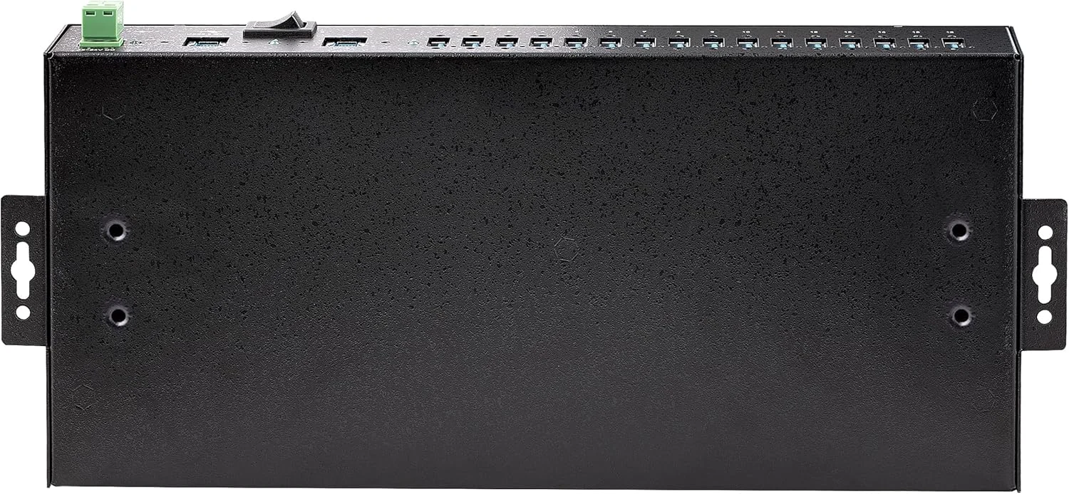 هاب صنعتی 16 پورت USB 5Gbps استار تک با آداپتور برق، فلزی، قابل نصب روی DIN/سطح/رک، هاب/سوئیچ دوگانه