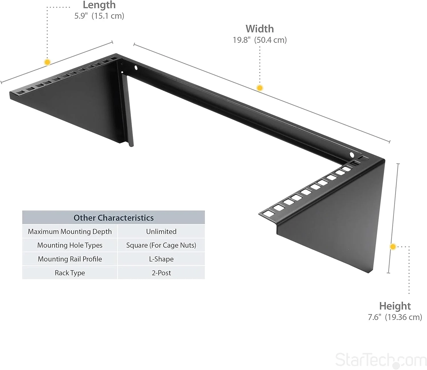 براکت پنل پچ دیواری 4U استار تک - رک نصب عمودی فولادی 19 اینچی برای تجهیزات شبکه و داده