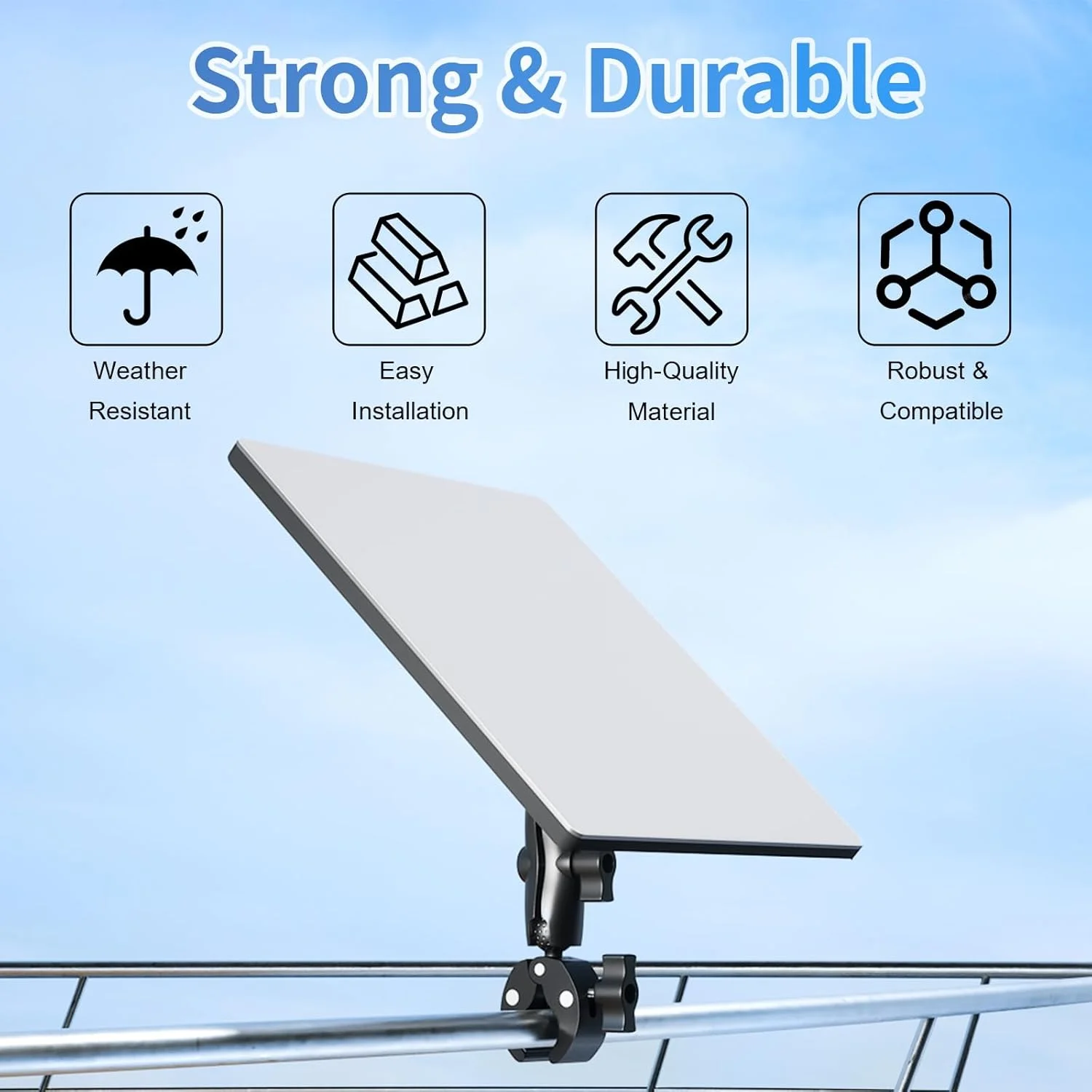 پایه مینی استارلینک، پایه گیره ای قابل تنظیم برای نردبان های RV، نرده محافظ و باربند سقف، پایه گیره ای زاویه قابل تنظیم جهانی، لوازم جانبی مینی استارلینک، سازگار با آداپتور لوله اصلی