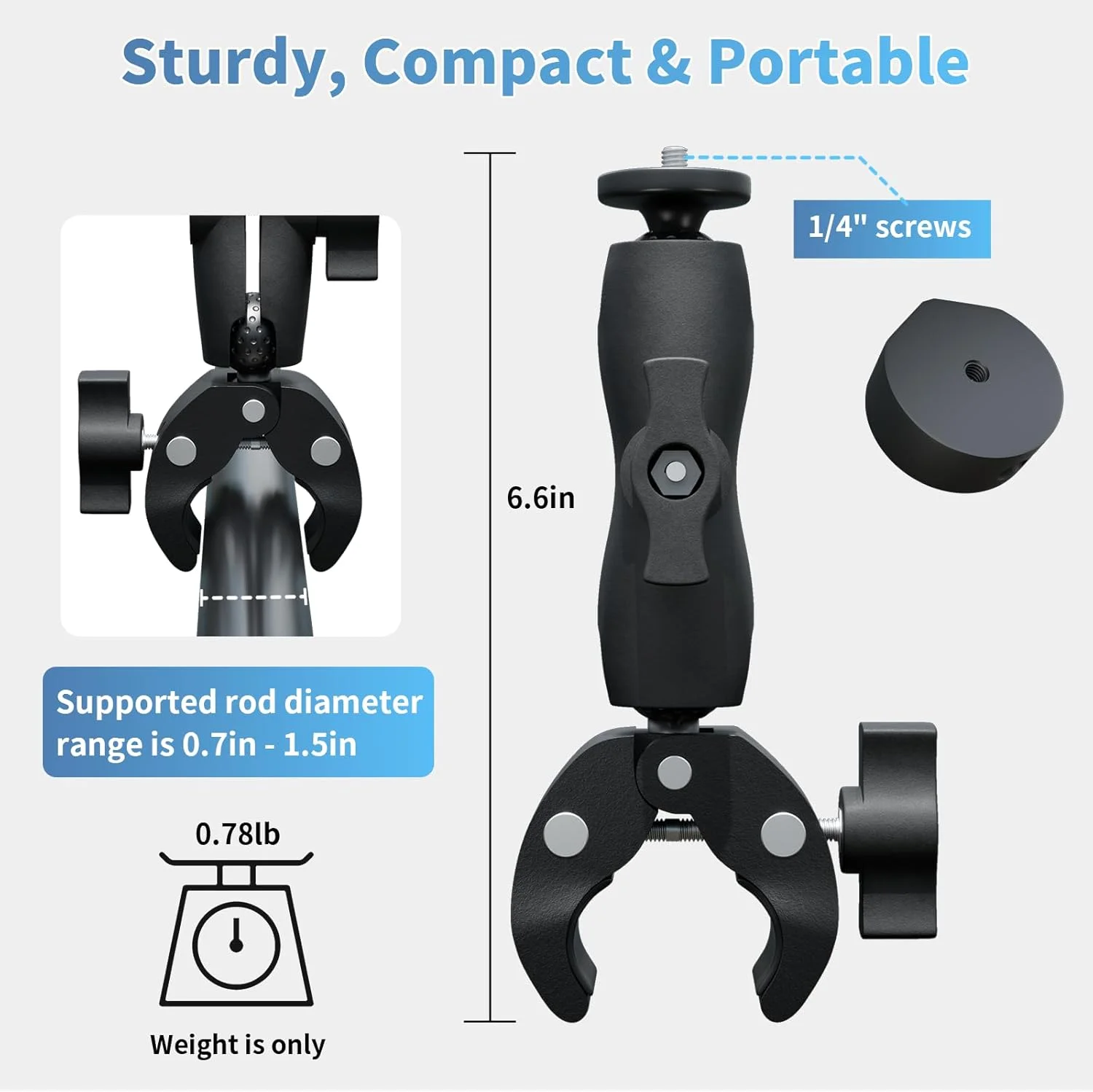 پایه مینی استارلینک، پایه گیره ای قابل تنظیم برای نردبان های RV، نرده محافظ و باربند سقف، پایه گیره ای زاویه قابل تنظیم جهانی، لوازم جانبی مینی استارلینک، سازگار با آداپتور لوله اصلی