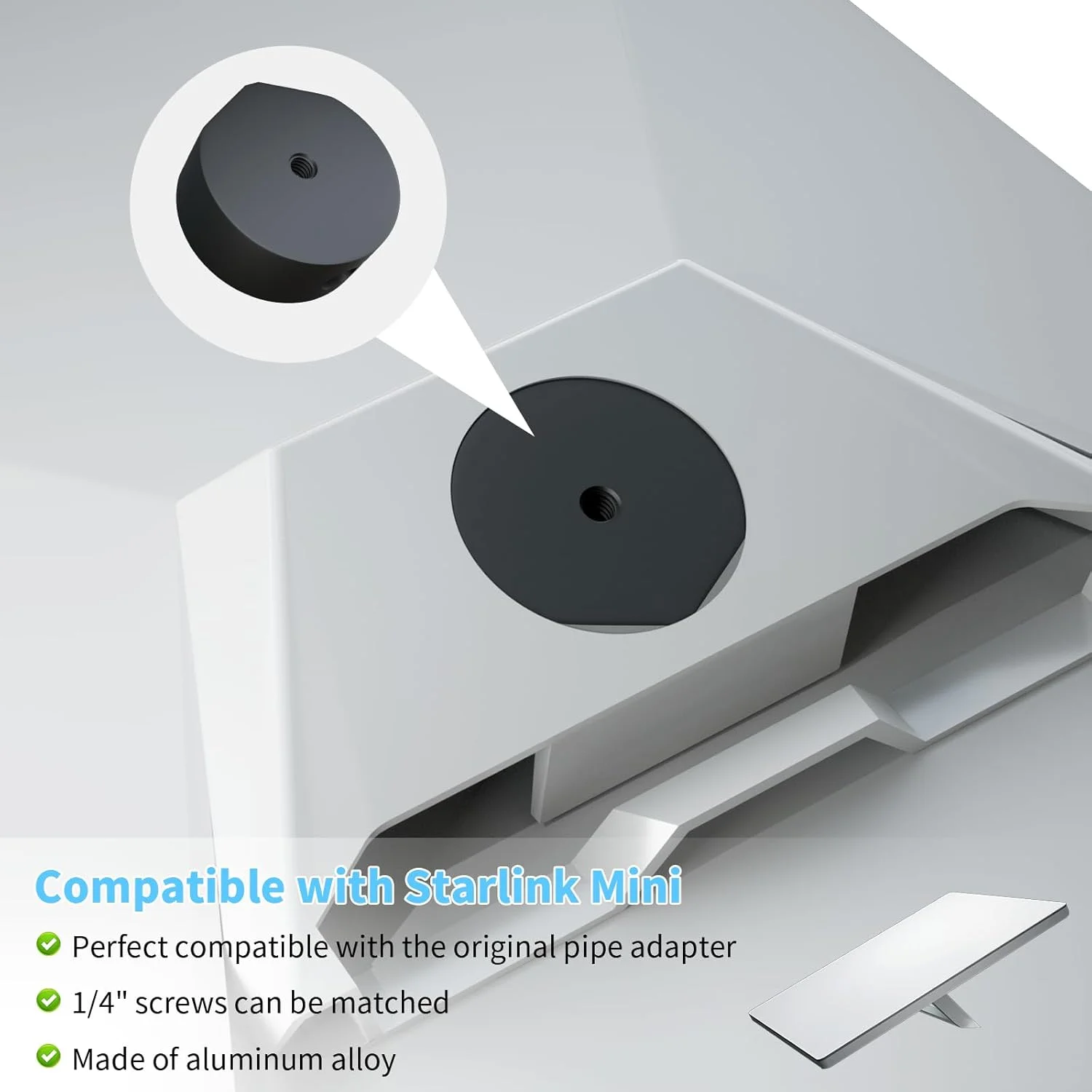 پایه مینی استارلینک، پایه گیره ای قابل تنظیم برای نردبان های RV، نرده محافظ و باربند سقف، پایه گیره ای زاویه قابل تنظیم جهانی، لوازم جانبی مینی استارلینک، سازگار با آداپتور لوله اصلی