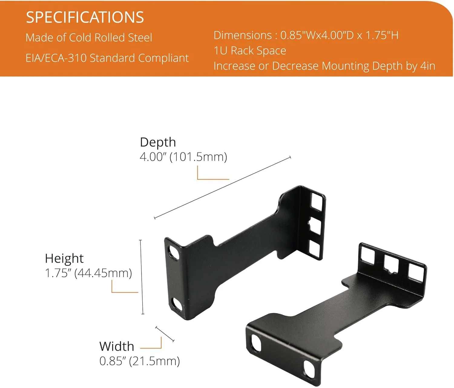 افزایش دهنده عمق رک سرور Tecmojo - 1U - عمق 4 اینچ - آداپتور رک فرورفته - کیت آداپتور نصب رک - افزایش دهنده رک شبکه