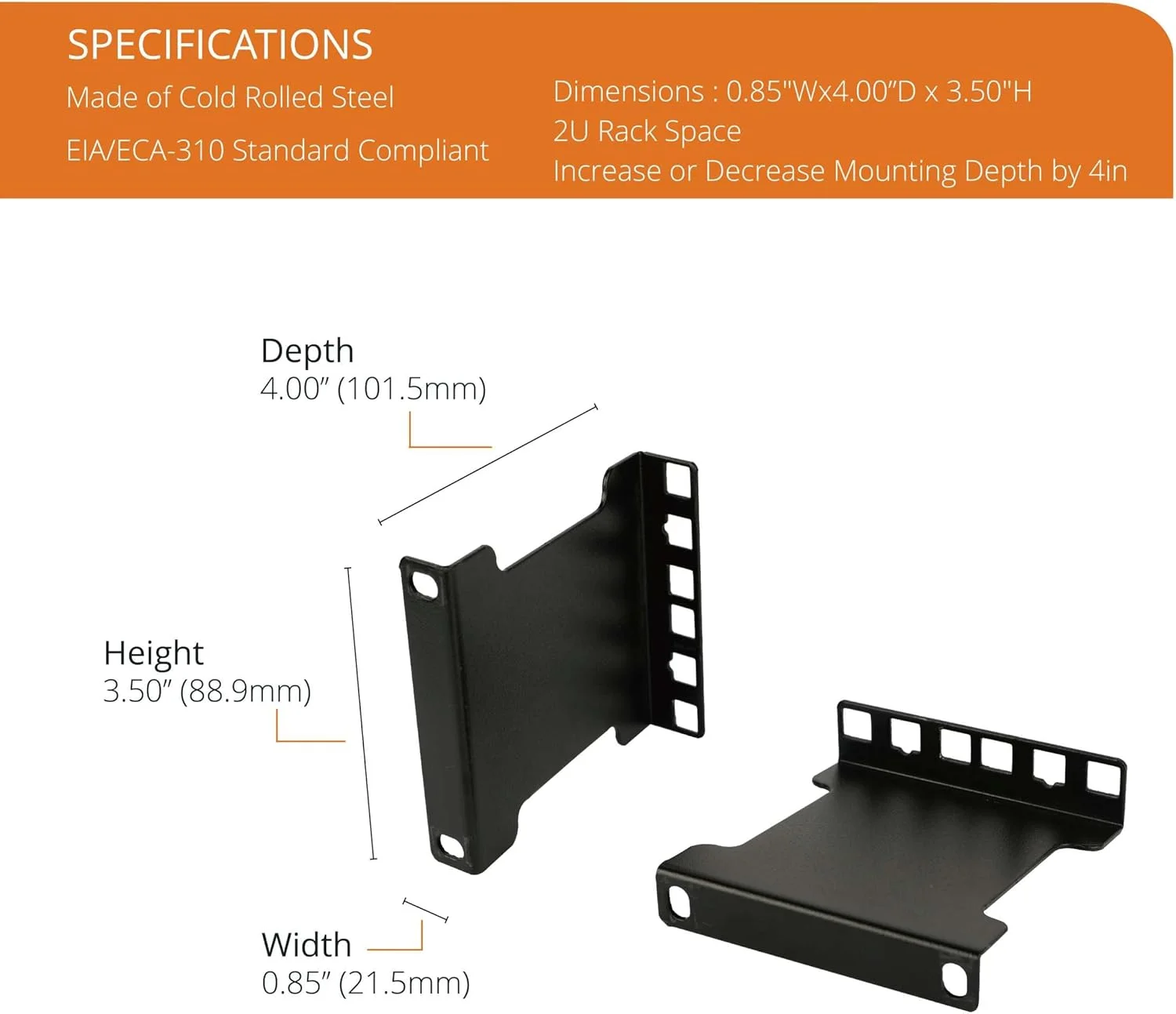 افزایش دهنده عمق رک سرور Tecmojo - 2U - عمق 4 اینچ - آداپتور رک فرورفته - کیت آداپتور نصب رک - افزایش دهنده رک شبکه