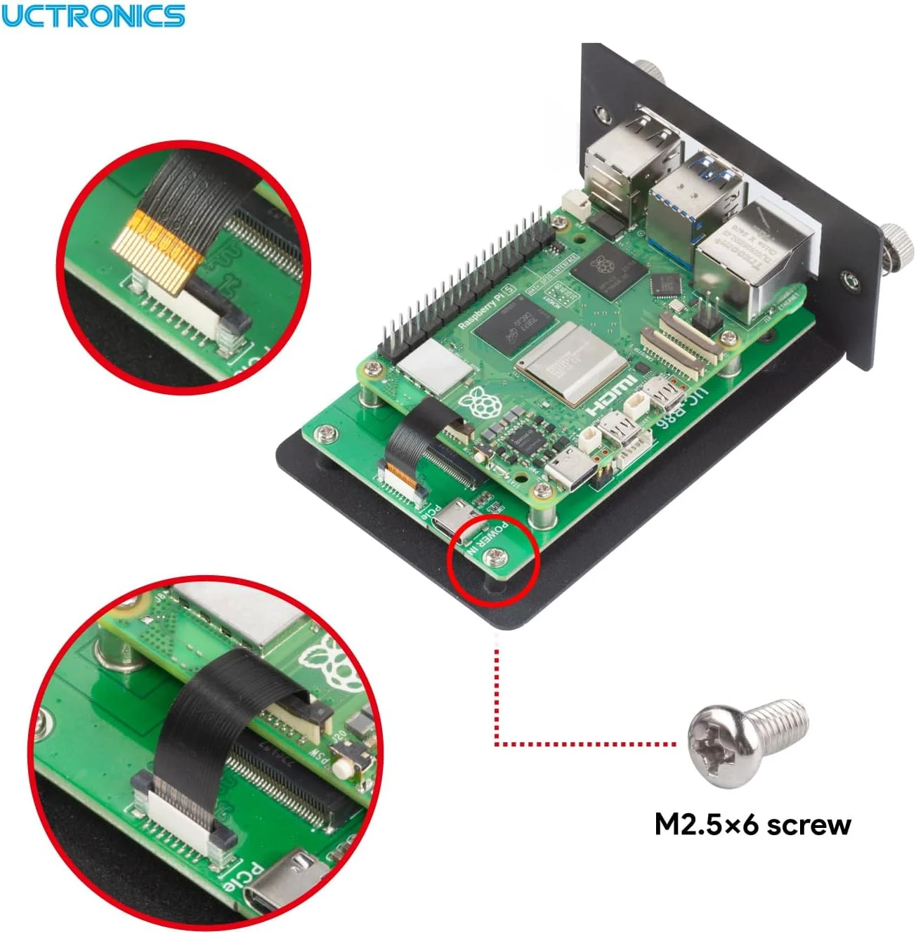 رک مونت 1U یوکترونیکس برای رزبری پای 5، رک سرور 19 اینچی با 5 آداپتور PCIe به M.2 NVME SSD، پشتیبانی از حداکثر 5 رزبری پای 5