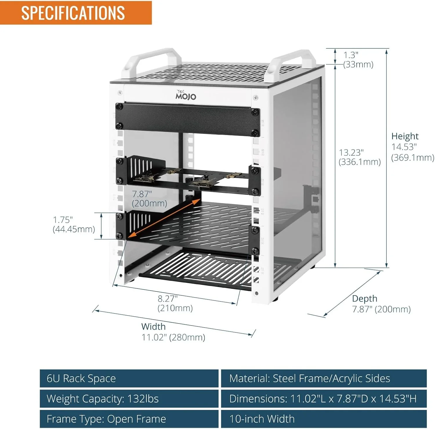 رک مینی رومیزی 10 اینچی Tecmojo، عمق 200 میلی‌متری 6U با قفسه SBC، برد آداپتور Micro HDMI به HDMI، پنل خالی، برای تجهیزات AV، NAS و سرور 10 اینچی