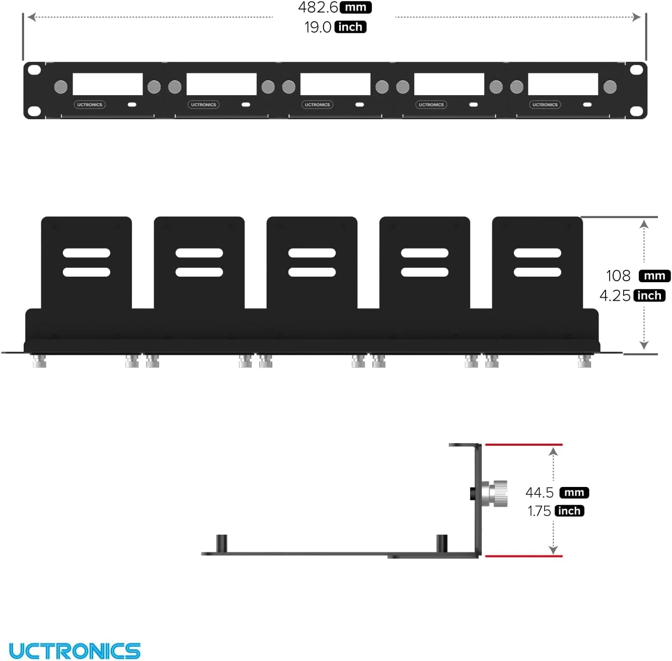 رک مونت 1U یوکترونیکس برای رزبری پای 5، رک سرور 19 اینچی با 5 آداپتور PCIe به M.2 NVME SSD، پشتیبانی از حداکثر 5 رزبری پای 5