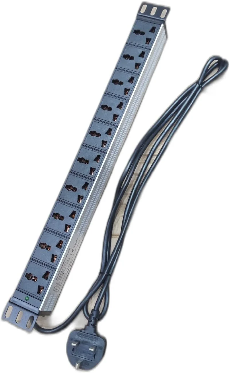 منبع تغذیه ۱۰ پورت XForm PDU - نصب در رک، ۱۰ خروجی ۱۳ آمپر، چند شاخه، نوار برق، رک کابینت شبکه، پریز، رنگ نقره ای، خروجی استاندارد، سوئیچ، توزیع برق آلومینیومی (۱۰ خروجی)