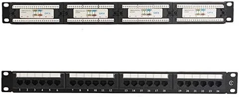 پنل پچ 24 پورت CAT5E - 1U برای نصب رک 19 اینچی - آداپتور کابل شبکه اترنت LAN RJ45 CAT6