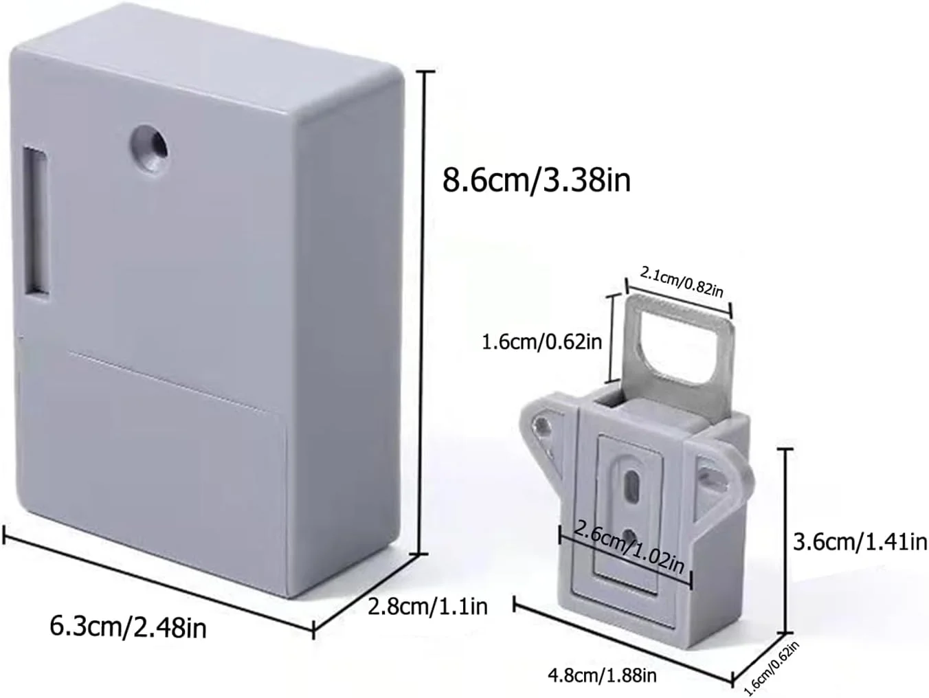 قفل الکترونیکی کابینت، کیت قفل مخفی DIY برای کشو و کمد چوبی (خاکستری)، ورود با کارت/تگ RFID، همراه با 3 عدد کارت/تگ IC
