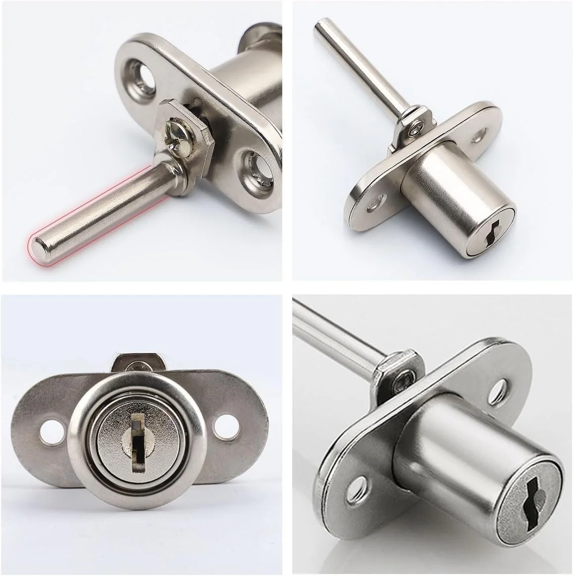 قفل کشو 4 عددی، قفل فشاری کابینت با کلید و پیچ، قفل زبانه ای آلیاژ روی 16 میلی متری برای کابینت های بایگانی، کمد لباس، ویترین مبلمان قفل کشو 4 عددی، قفل فشاری کابینت با کلید و پیچ، قفل زبانه ای آلیاژ روی 16 میلی متری برای کابینت های بایگانی، کمد لباس، ویترین مبلمان