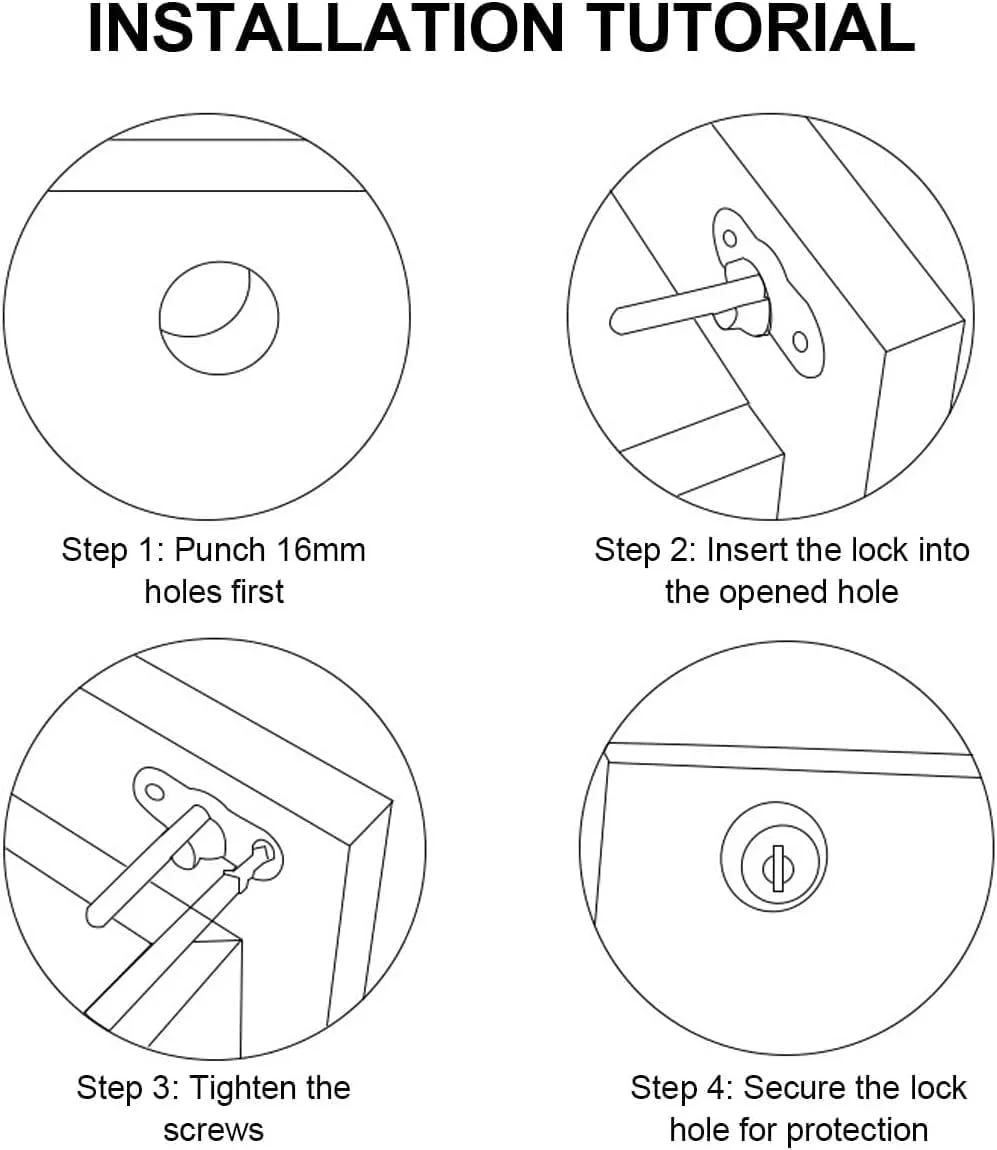 قفل کشو 4 عددی، قفل فشاری کابینت با کلید و پیچ، قفل زبانه ای آلیاژ روی 16 میلی متری برای کابینت های بایگانی، کمد لباس، ویترین مبلمان قفل کشو 4 عددی، قفل فشاری کابینت با کلید و پیچ، قفل زبانه ای آلیاژ روی 16 میلی متری برای کابینت های بایگانی، کمد لباس، ویترین مبلمان