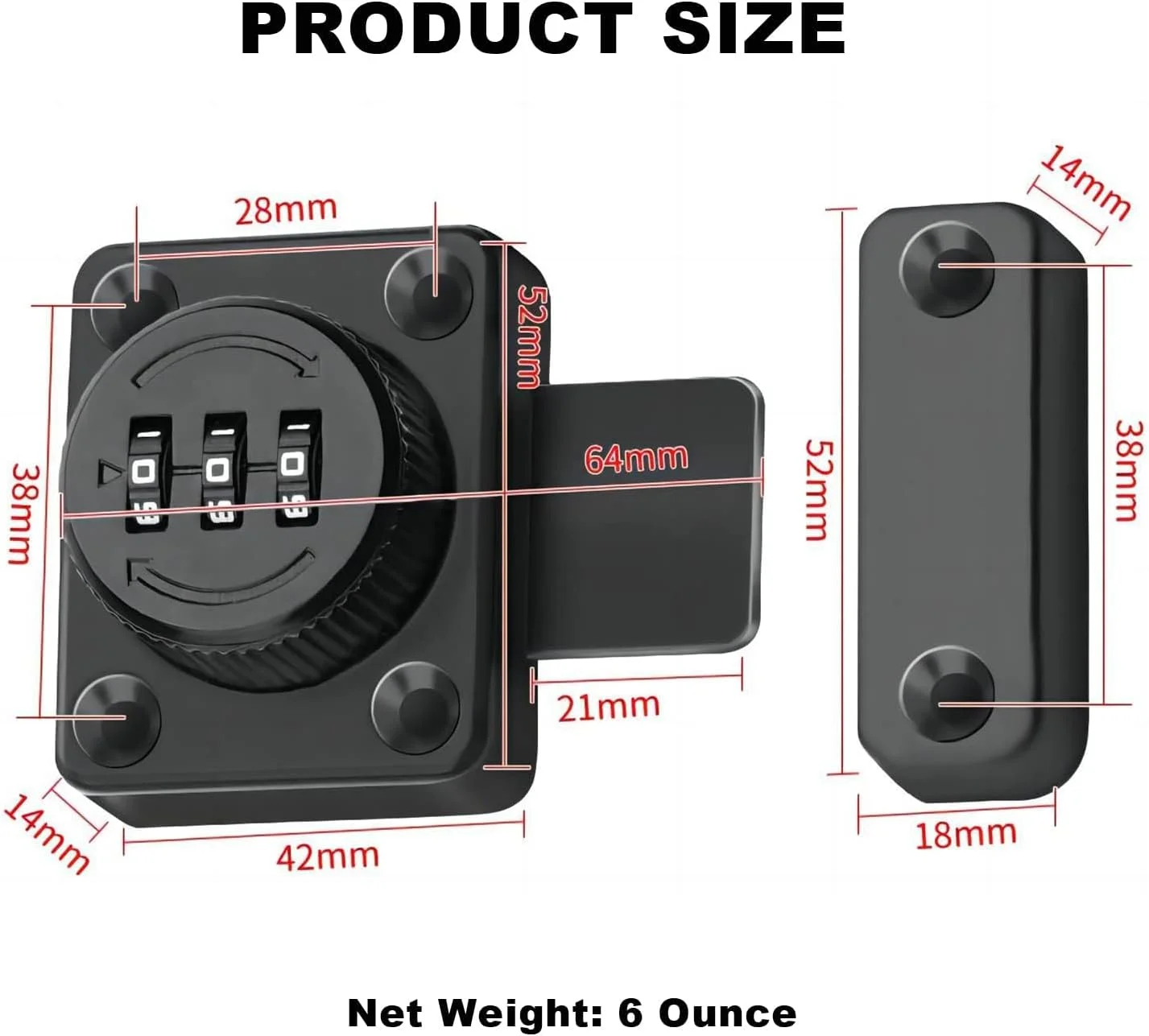 قفل کابینت با رمز عبور، قفل فلزی کمد، نصب روکار برای درب یا کشوی یک طرفه کوچک به همراه پیچ های همرنگ، کاربرد گسترده برای آشپزخانه، کمد، سوله، اداره