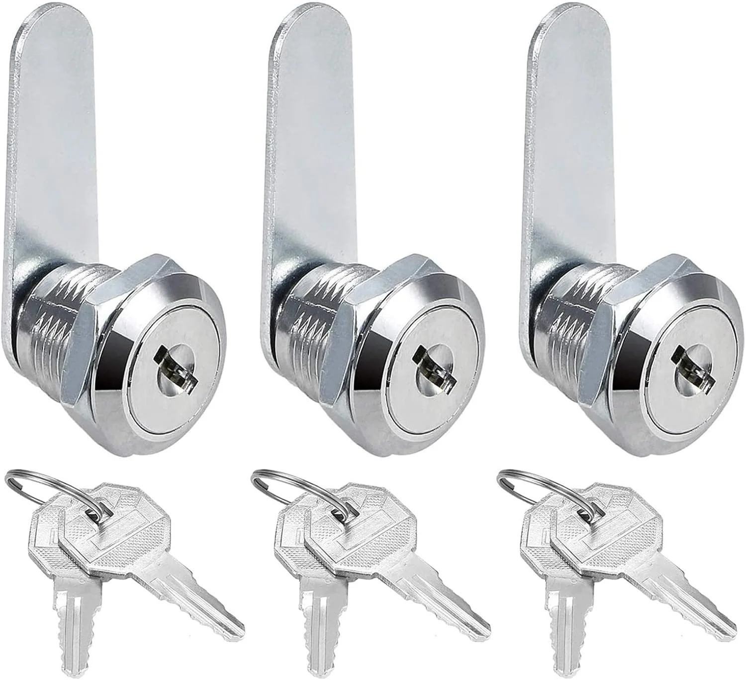 قفل صندوق پستی، قفل کابینت کشو، قفل درب کابینت کمد با 2 کلید برای کمد پرونده اداری، نقره ای (3 عدد)