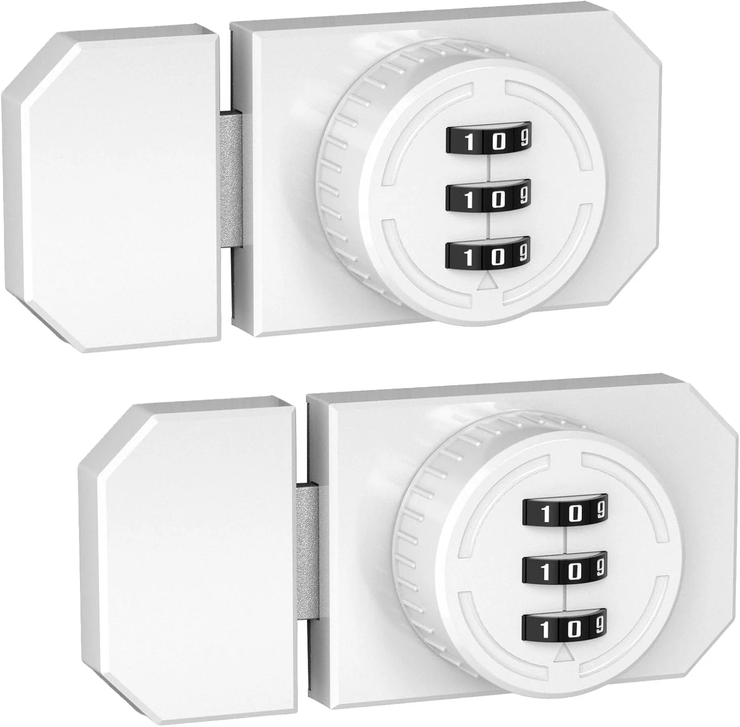 قفل درب کابینت KASTWAVE - قفل ترکیبی بدون کلید با رمز عبور 3 رقمی، قفل ایمنی آلیاژ روی برای آشپزخانه، کمد، کشو، گاوصندوق (2 عدد، سفید)