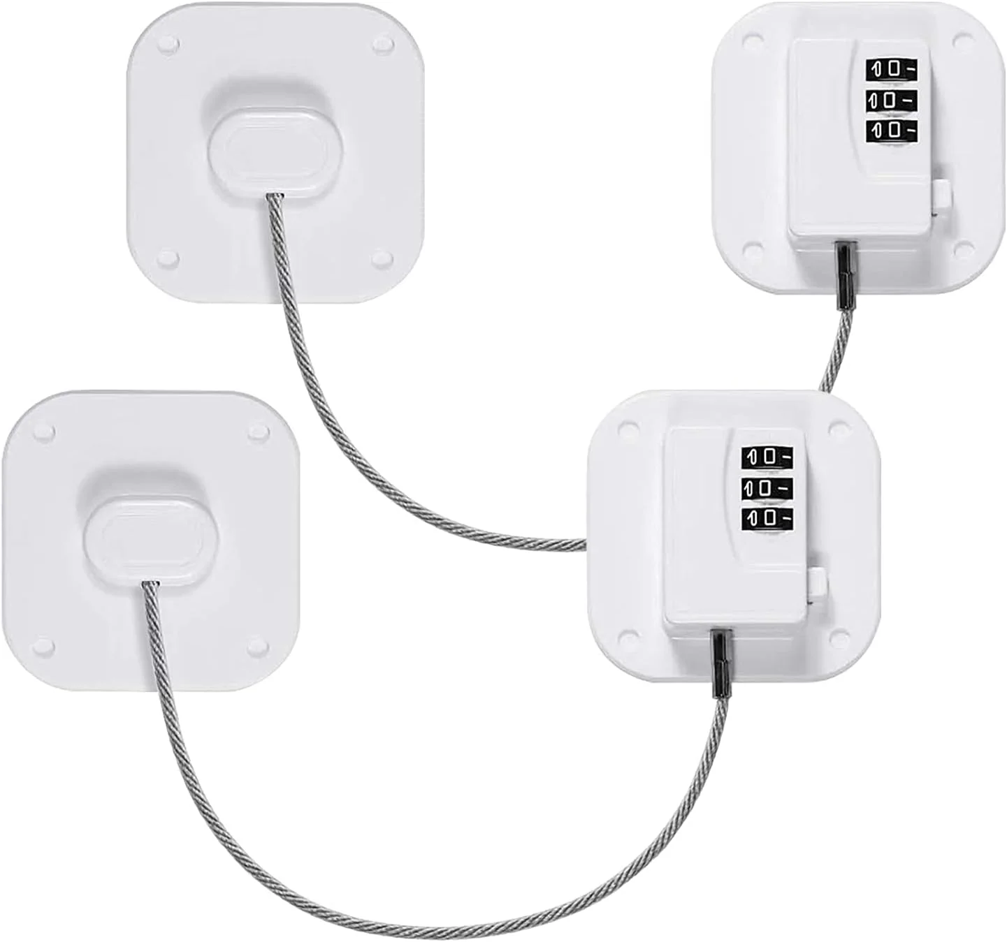 قفل ترکیبی یخچال KASTWAVE با رمز عبور دیجیتال، قفل ایمنی کودک با نصب آسان برای قفل کابینت آشپزخانه، قفل فریزر، قفل میز کنار تخت، کابینت اداری، قفل پرونده (2 عدد سفید)