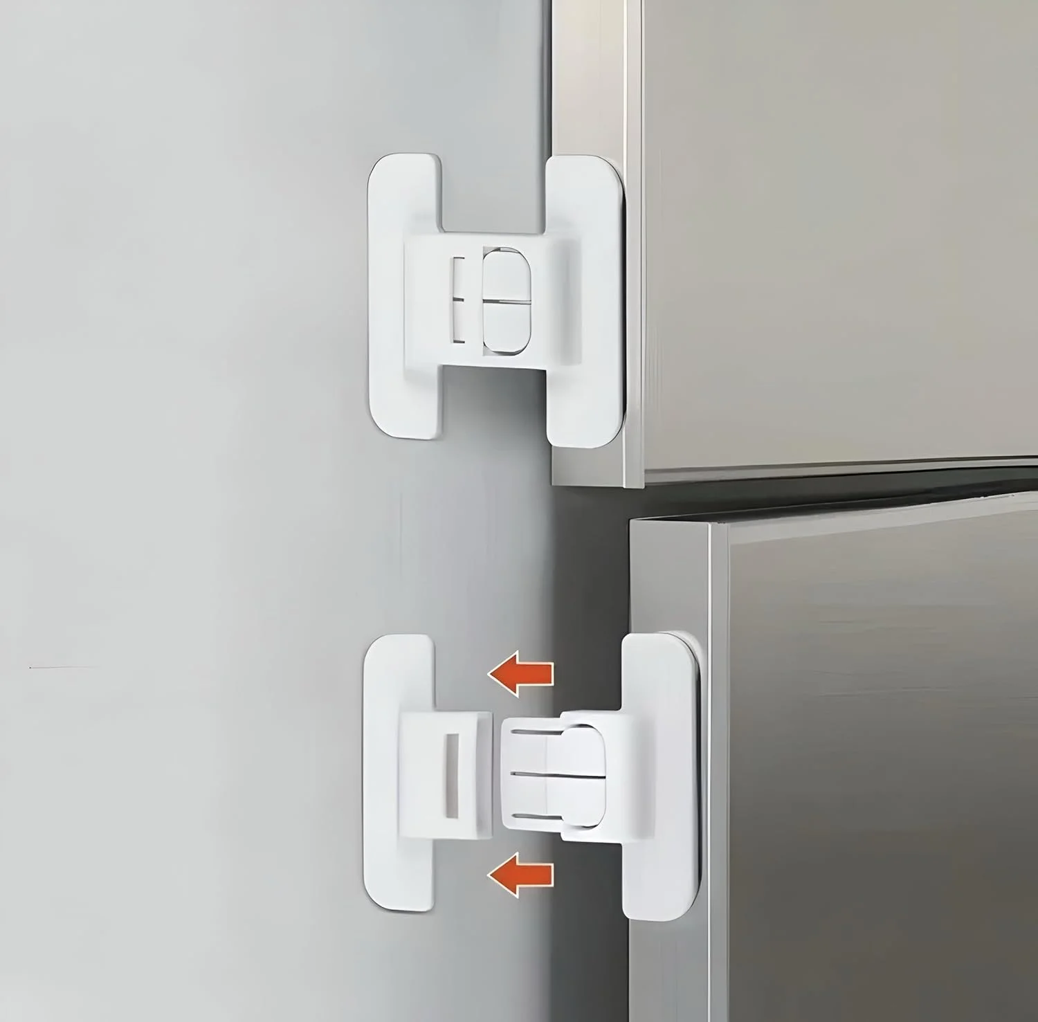 قفل یخچال کودک، 2 عدد قفل کابینت کودک چند منظوره، قفل درب کودک بدون نیاز به سوراخ کاری، قفل کابینت با چسب برای یخچال، فر، کمد، کشو، سفید