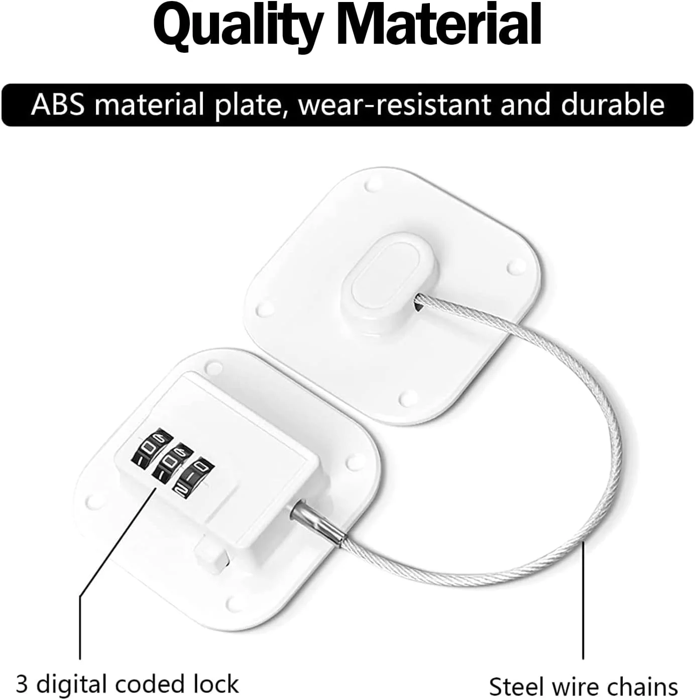 قفل ترکیبی یخچال KASTWAVE با رمز عبور دیجیتال، قفل ایمنی کودک با نصب آسان برای قفل کابینت آشپزخانه، قفل فریزر، قفل میز کنار تخت، کابینت اداری، قفل پرونده (2 عدد سفید)