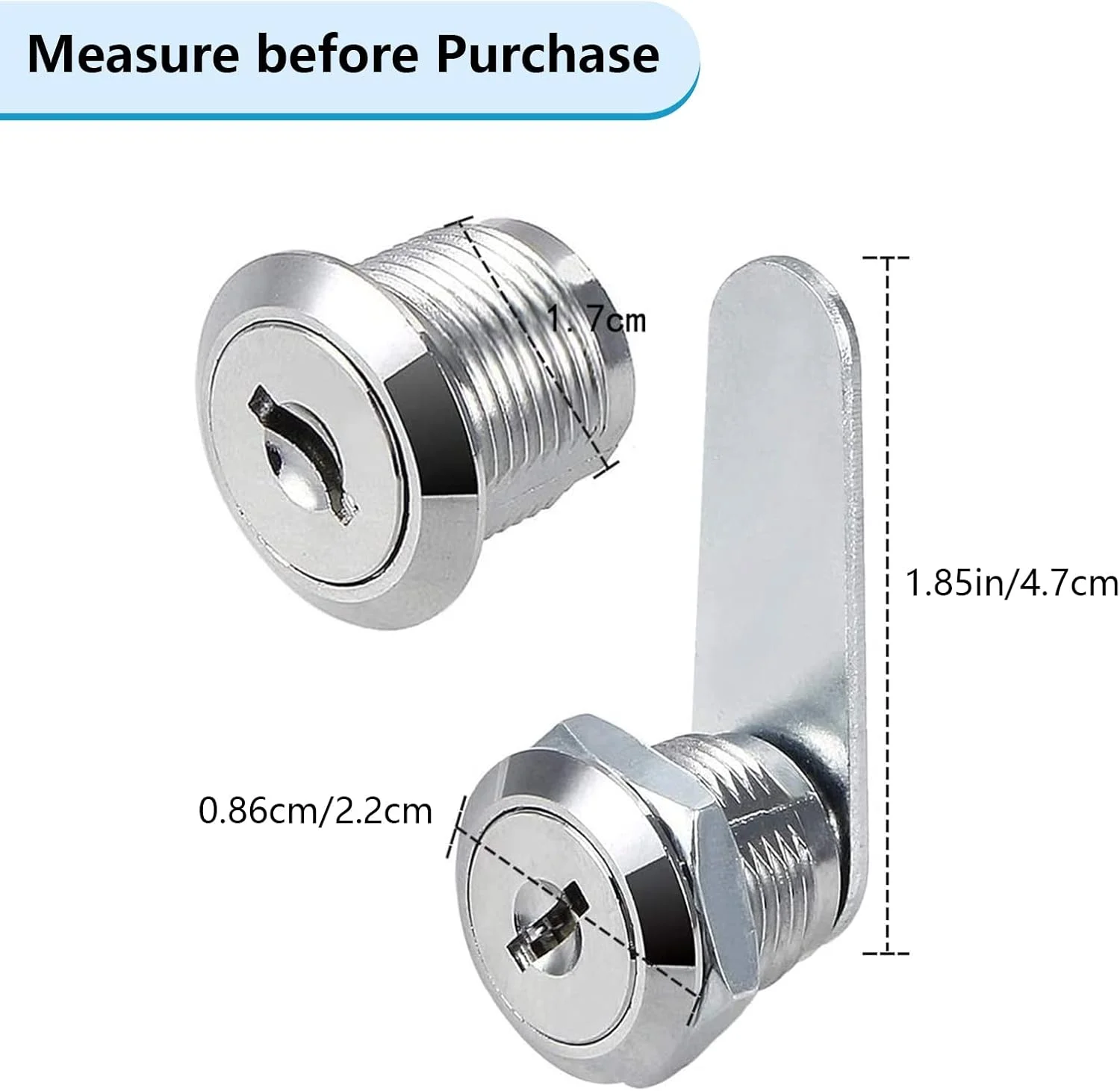 قفل صندوق پستی، قفل کابینت کشو، قفل درب کابینت کمد با 2 کلید برای کمد پرونده اداری، نقره ای (3 عدد)