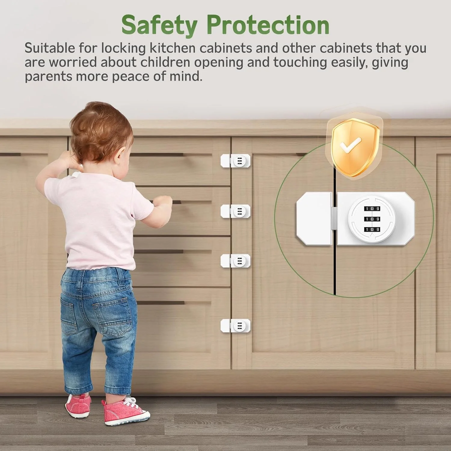 قفل درب کابینت KASTWAVE - قفل ترکیبی بدون کلید با رمز عبور 3 رقمی، قفل ایمنی آلیاژ روی برای آشپزخانه، کمد، کشو، گاوصندوق (2 عدد، سفید)