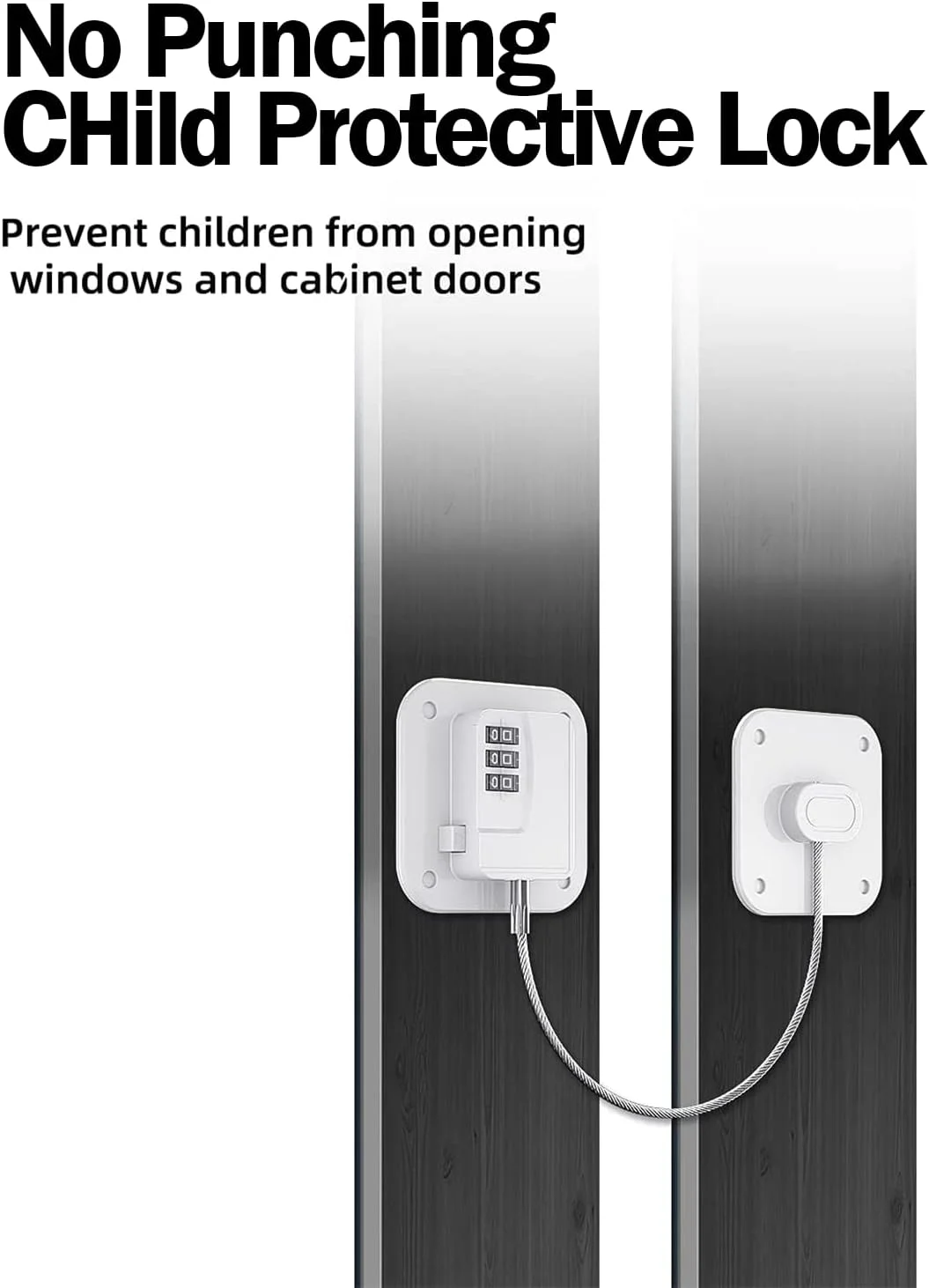 قفل ترکیبی یخچال KASTWAVE با رمز عبور دیجیتال، قفل ایمنی کودک با نصب آسان برای قفل کابینت آشپزخانه، قفل فریزر، قفل میز کنار تخت، کابینت اداری، قفل پرونده (2 عدد سفید)