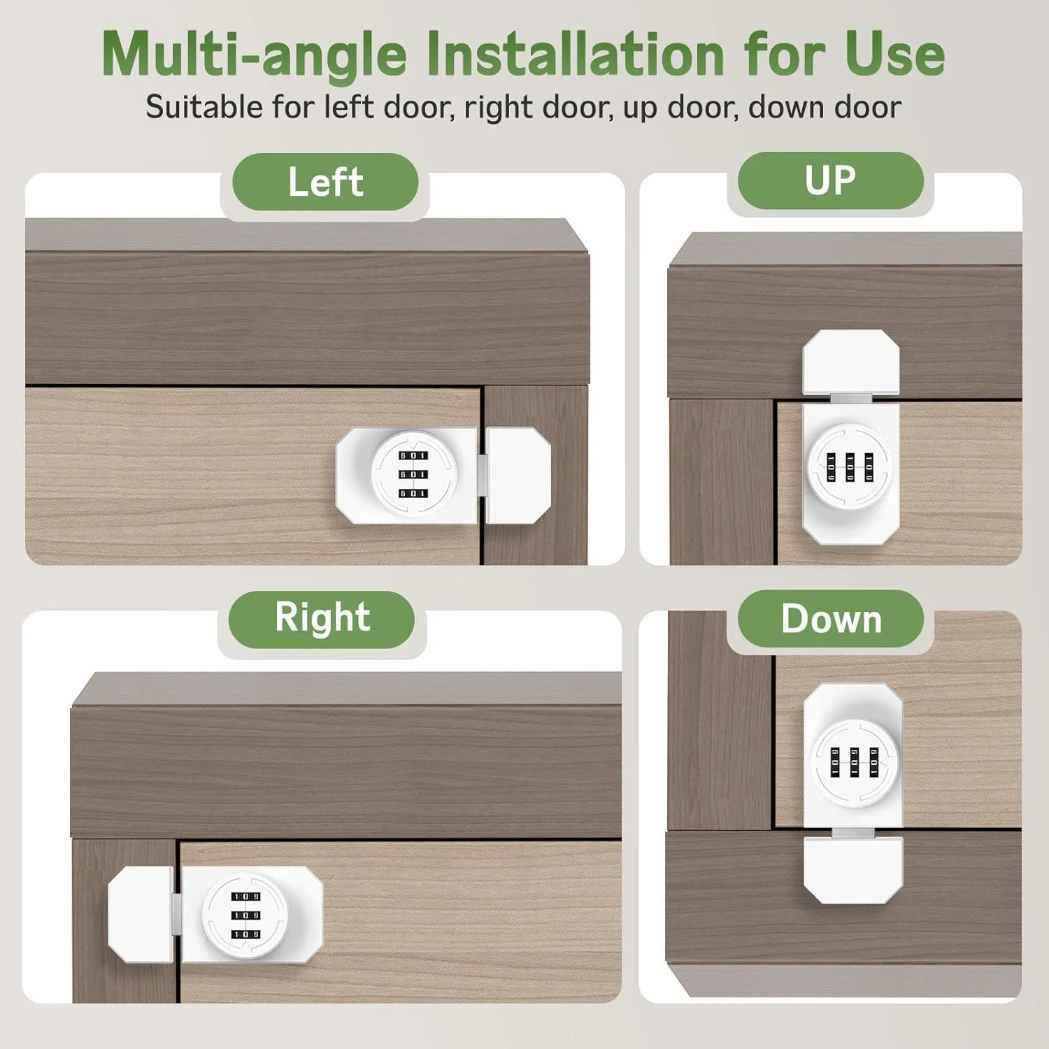 قفل درب کابینت KASTWAVE - قفل ترکیبی بدون کلید با رمز عبور 3 رقمی، قفل ایمنی آلیاژ روی برای آشپزخانه، کمد، کشو، گاوصندوق (2 عدد، سفید)
