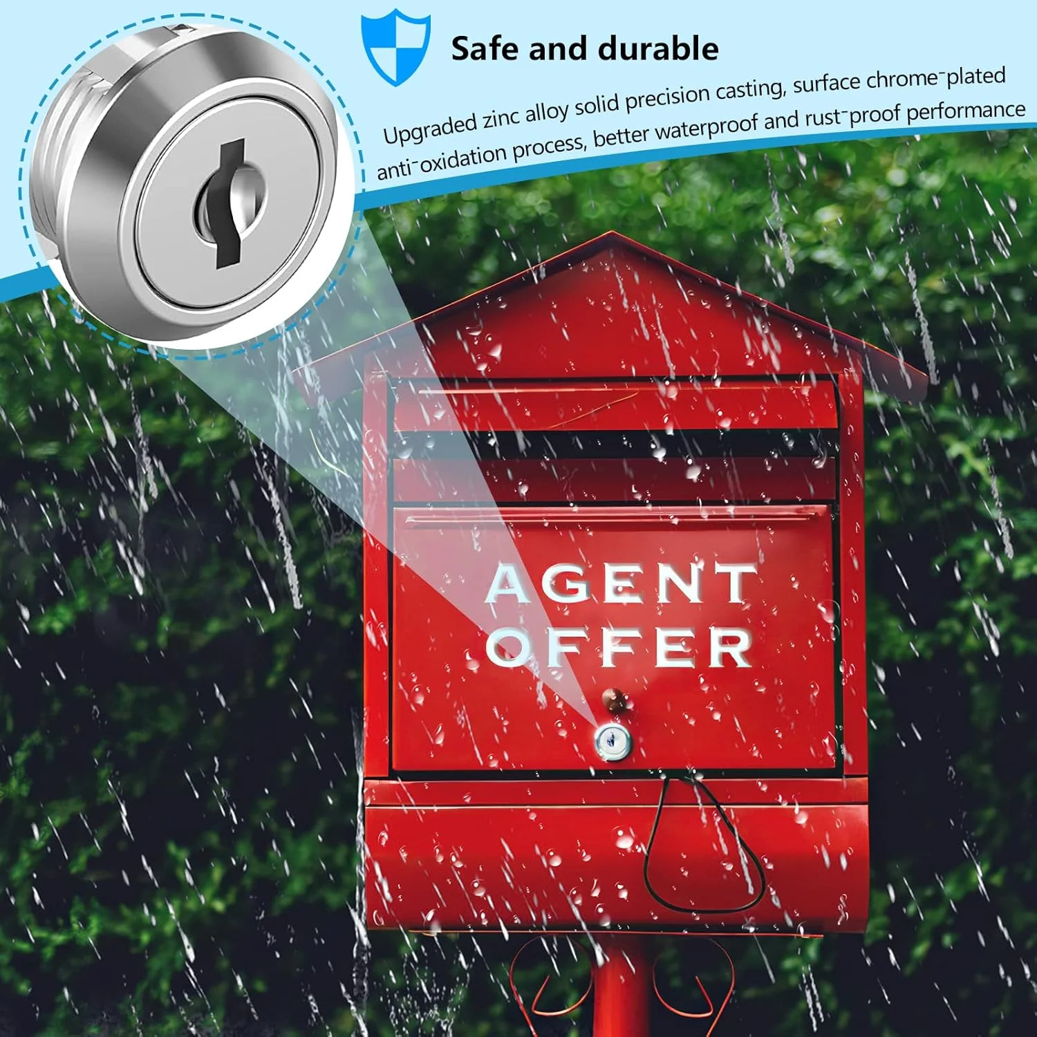 قفل صندوق پستی، قفل کابینت کشو، قفل درب کابینت کمد با 2 کلید برای کمد پرونده اداری، نقره ای (3 عدد)