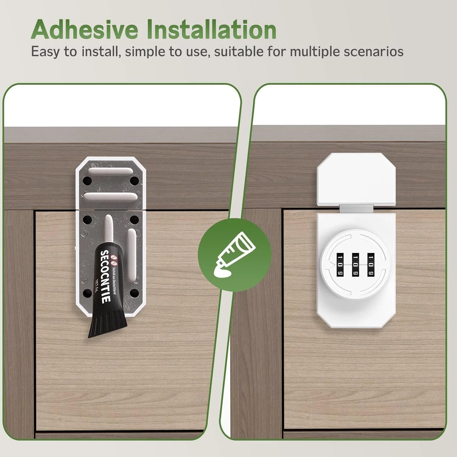 قفل درب کابینت KASTWAVE - قفل ترکیبی بدون کلید با رمز عبور 3 رقمی، قفل ایمنی آلیاژ روی برای آشپزخانه، کمد، کشو، گاوصندوق (2 عدد، سفید)