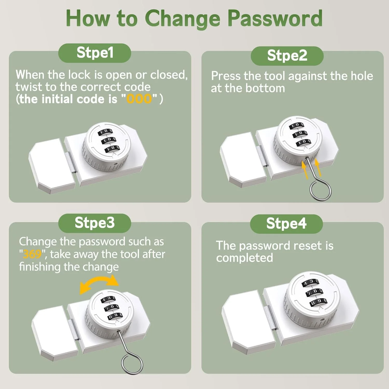 قفل درب کابینت KASTWAVE - قفل ترکیبی بدون کلید با رمز عبور 3 رقمی، قفل ایمنی آلیاژ روی برای آشپزخانه، کمد، کشو، گاوصندوق (2 عدد، سفید)